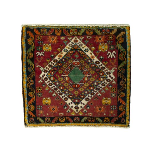 Full view of Unknown Shiraz rug from Iran / Persia, 59 × 66 cm in Red tones