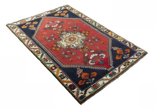 Close-up detail of 2000s Shiraz rug from Iran / Persia showing Wool weave
