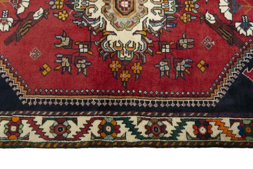 Full view of 2000s Shiraz rug from Iran / Persia, 175 × 123 cm in Red tones