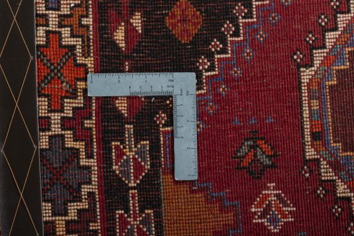 Close-up detail of 2000s Shiraz rug from Iran / Persia showing Wool weave