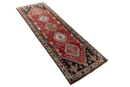 Close-up detail of 2000s Shiraz rug from Iran / Persia showing Wool weave