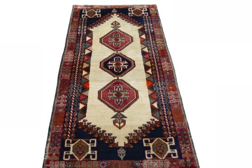 Surface texture of 2000s Shiraz rug with natural Wool and intricate pattern