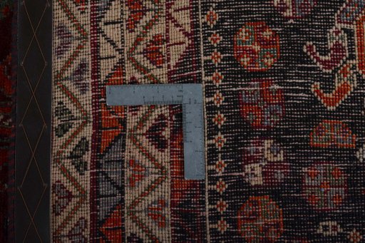 Close-up detail of 2000s Shiraz rug from Iran / Persia showing Wool weave