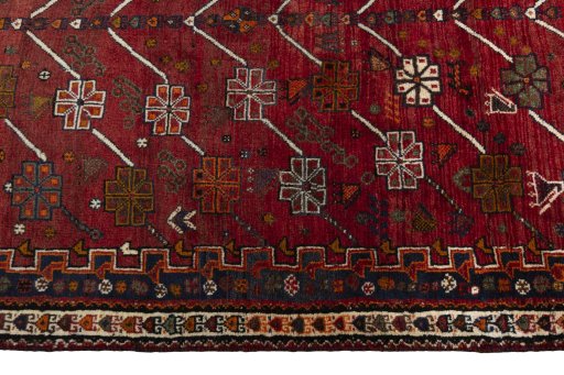 Close-up detail of 2000s Shiraz rug from Iran / Persia showing Wool weave