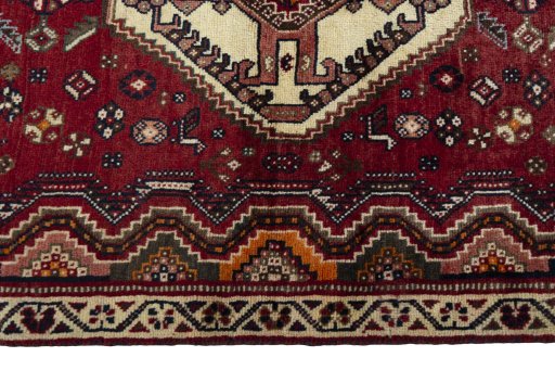 Full view of 2000s Shiraz rug from Iran / Persia, 183 × 90 cm in Red tones