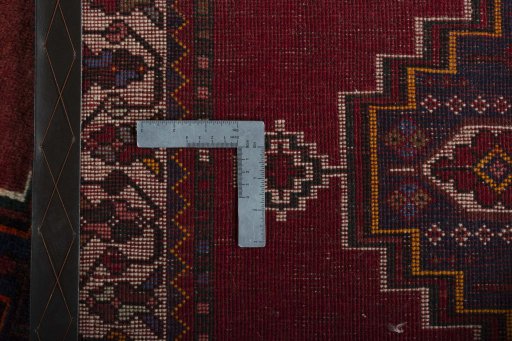 Close-up detail of 2000s Shiraz rug from Iran / Persia showing Wool weave