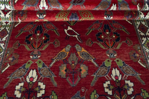 Full view of 2000s Shiraz rug from Iran / Persia, 243 × 140 cm in Red tones