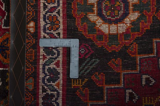 Close-up detail of 2000s Shiraz rug from Iran / Persia showing Wool weave