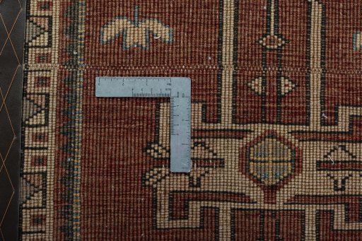 Backside of handmade 2000s Shiraz rug showing knot structure and weave density