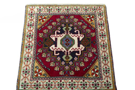 Surface texture of 2000s Shiraz rug with natural Wool and intricate pattern