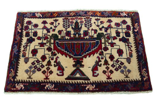 Surface texture of 2000s Shiraz rug with natural Wool and intricate pattern