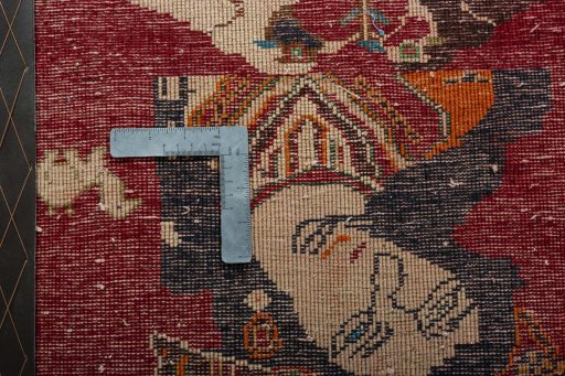 Backside of handmade 2000s Shiraz rug showing knot structure and weave density