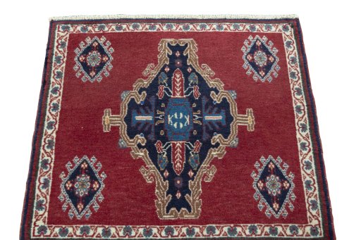 Surface texture of 2000s Shiraz rug with natural Wool and intricate pattern
