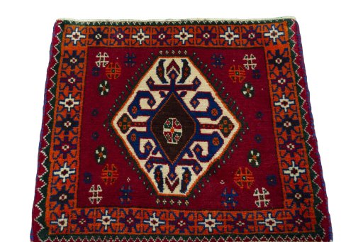 Surface texture of 2000s Shiraz rug with natural Wool and intricate pattern