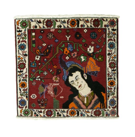 Full view of 2000s Shiraz rug from Iran / Persia, 65 × 66 cm in Red tones