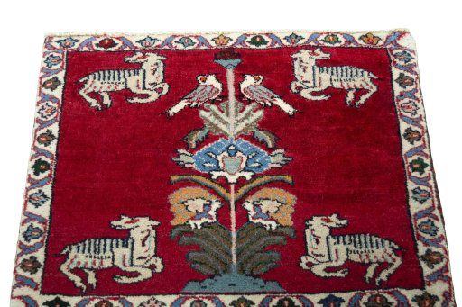 Surface texture of 2000s Shiraz rug with natural Wool and intricate pattern