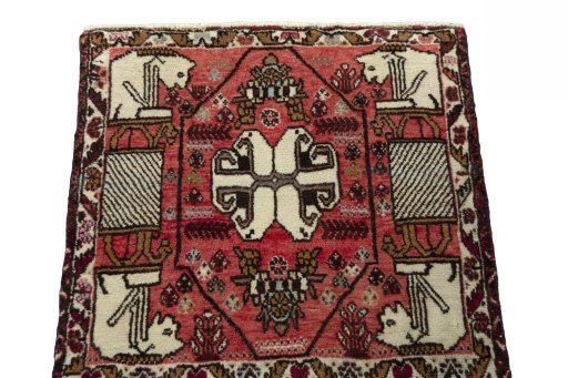 Surface texture of 2000s Shiraz rug with natural Wool and intricate pattern