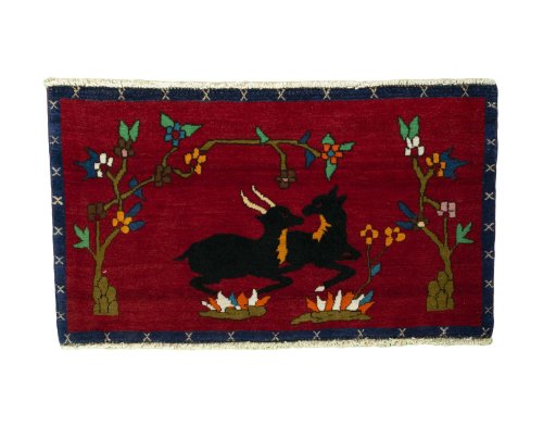 Full view of 2000s Shiraz rug from Iran / Persia, 51 × 91 cm in Multi Color tones