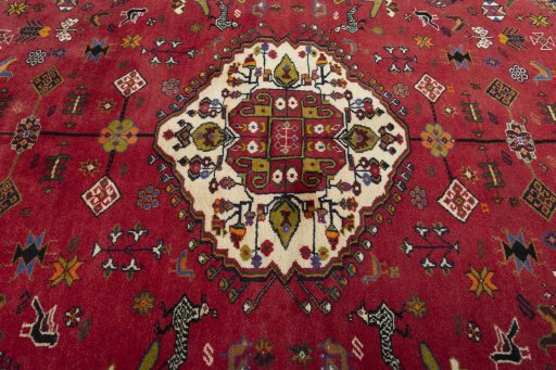 Central medallion detail of 1970s Shiraz rug from Iran / Persia