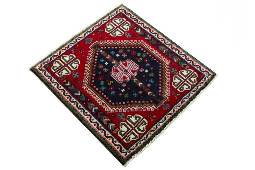 Close-up detail of 2000s Shiraz rug from Iran / Persia showing Wool weave