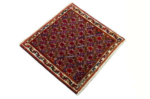 Close-up detail of 2000s Shiraz rug from Iran / Persia showing Wool weave