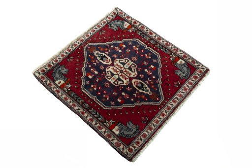 Close-up detail of 2000s Shiraz rug from Iran / Persia showing Wool weave