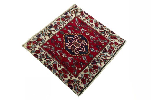 Close-up detail of 2000s Shiraz rug from Iran / Persia showing Wool weave