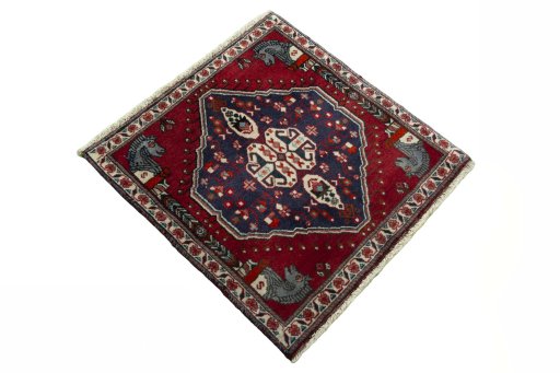 Close-up detail of 2000s Shiraz rug from Iran / Persia showing Wool weave