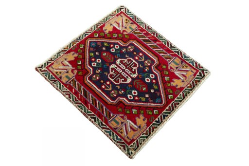 Close-up detail of 2000s Shiraz rug from Iran / Persia showing Wool weave