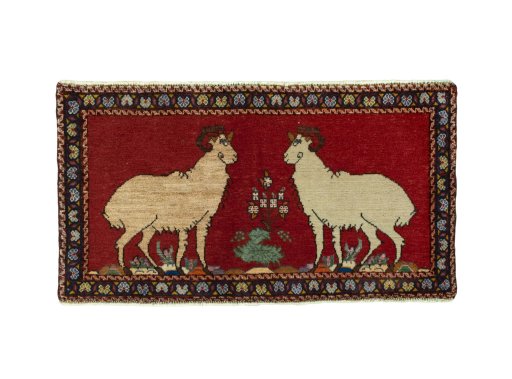 Full view of 2000s Shiraz rug from Iran / Persia, 48 × 90 cm in Multi Color tones