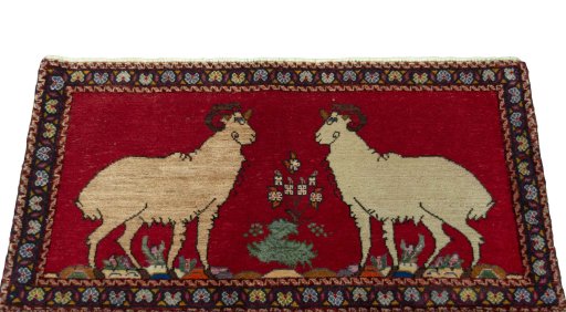 Surface texture of 2000s Shiraz rug with natural Wool and intricate pattern