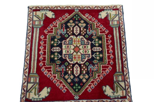 Surface texture of 2000s Shiraz rug with natural Wool and intricate pattern