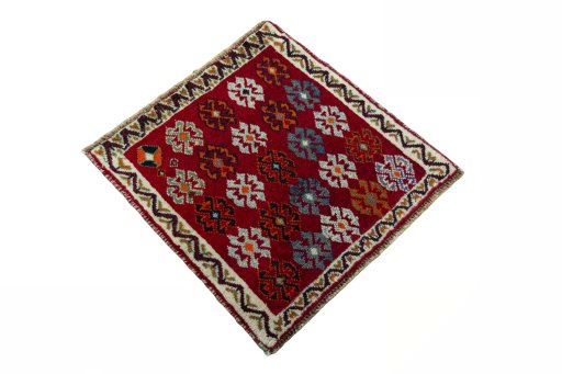 Close-up detail of 2000s Shiraz rug from Iran / Persia showing Wool weave