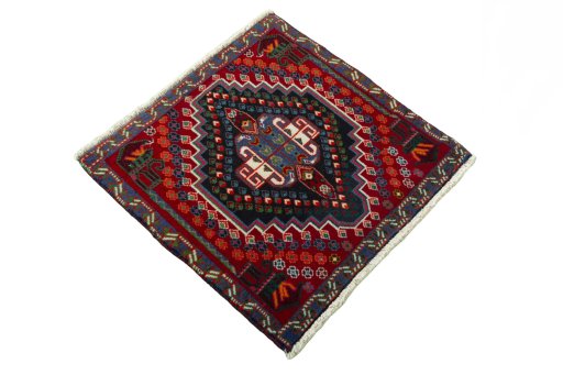 Close-up detail of 2000s Shiraz rug from Iran / Persia showing Wool weave