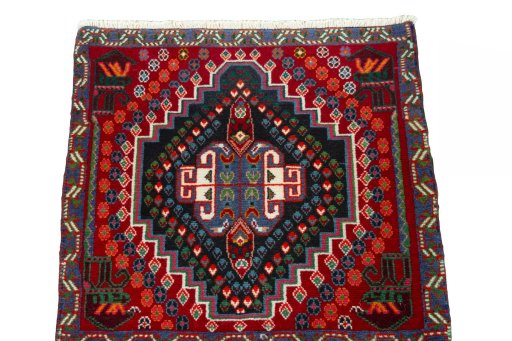 Surface texture of 2000s Shiraz rug with natural Wool and intricate pattern