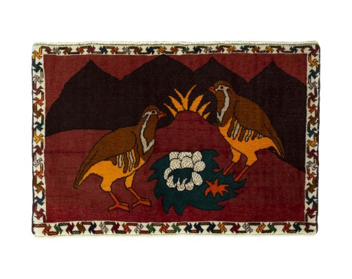 Full view of 2000s Shiraz rug from Iran / Persia, 62 × 94 cm in Multi Color tones