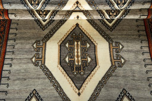 Full view of 2000s Shiraz rug from Iran / Persia, 248 × 150 cm in Beige tones