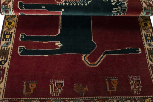 Full view of 2000s Shiraz rug from Iran / Persia, 171 × 122 cm in Red tones