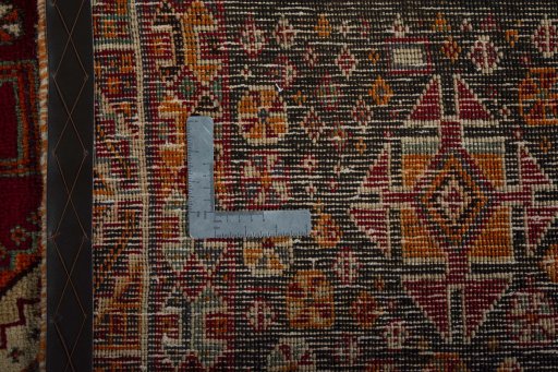 Close-up detail of 2000s Shiraz rug from Iran / Persia showing Wool weave