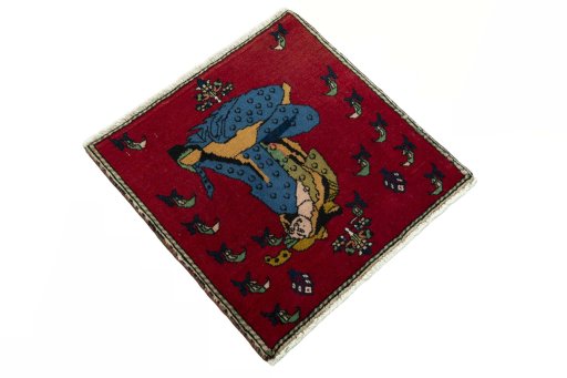 Close-up detail of 2000s Shiraz rug from Iran / Persia showing Wool weave