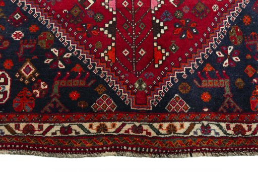 Close-up detail of 2000s Shiraz rug from Iran / Persia showing Wool weave