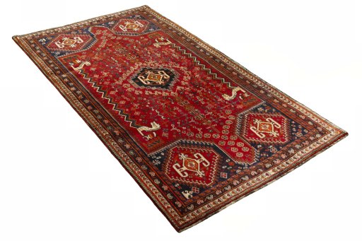 Close-up detail of 2000s Shiraz rug from Iran / Persia showing Wool weave