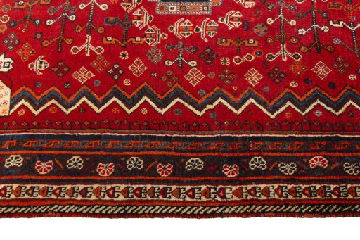Full view of 2000s Shiraz rug from Iran / Persia, 260 × 150 cm in Red tones