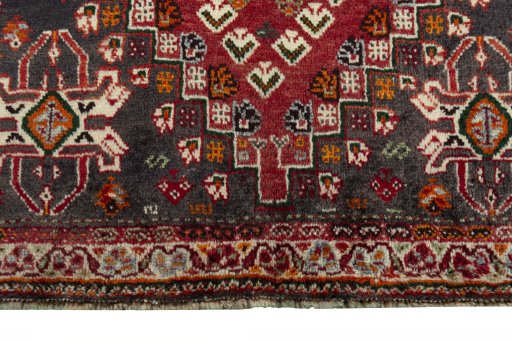 Close-up detail of 2000s Shiraz rug from Iran / Persia showing Wool weave