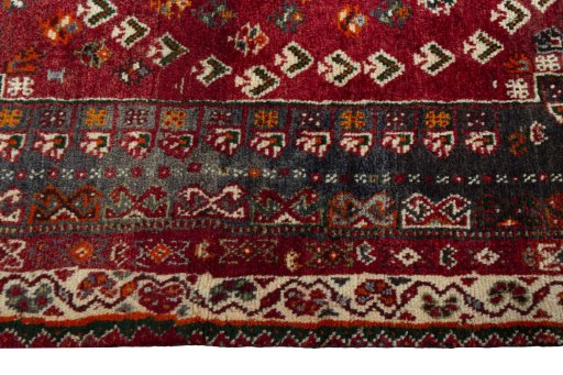 Full view of 2000s Shiraz rug from Iran / Persia, 171 × 118 cm in Red tones