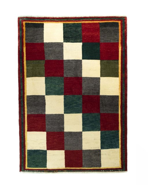 Full view of 2000s Shiraz rug from Iran / Persia, 149 × 107 cm in Multi Color tones