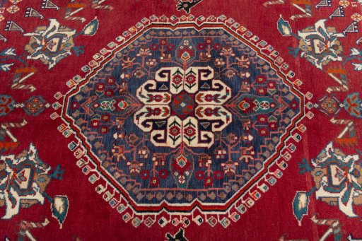 Central medallion detail of 1970s Shiraz rug from Iran / Persia