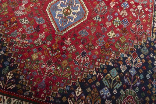 Central medallion detail of 1970s Shiraz rug from Iran / Persia