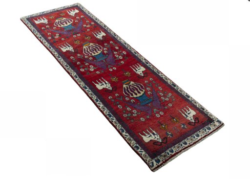 Close-up detail of 2000s Shiraz rug from Iran / Persia showing Wool weave