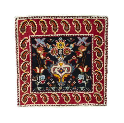 Full view of 2000s Shiraz rug from Iran / Persia, 61 × 61 cm in Blue tones